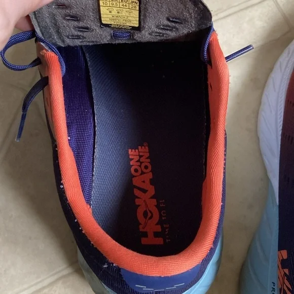 HOKA One One Men’s Size 10 Mach 2 Running Shoe Blue/Orange PROFLY Mesh - Picture 7 of 8